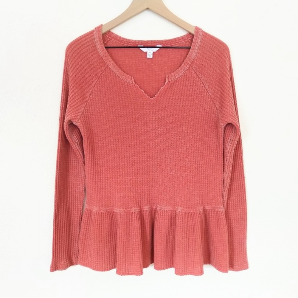 Waffle Thermal Peplum Top